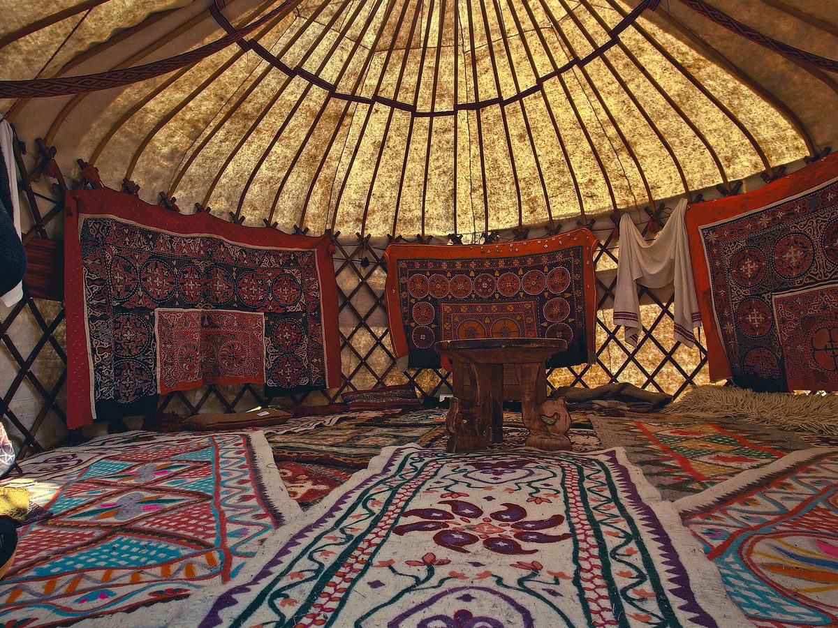 Inside a traditional Kyrgyz yurt